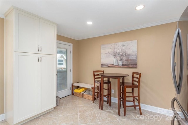 451 Boundary St, Waynesville, NC 28786 - dining room featuring crown molding, recessed lighting, and light tile patterned floors