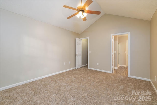 11531 Delores Ferguson Ln, Charlotte, NC 28277 - unfurnished bedroom featuring carpet floors, vaulted ceiling, and a ceiling fan
