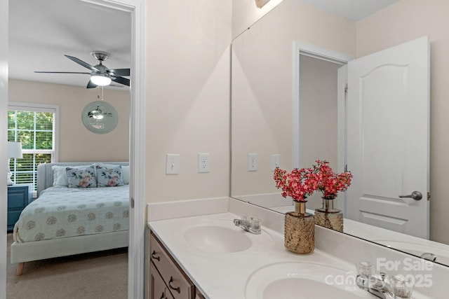 1807 Robbins Meadows Dr, Waxhaw, NC 28173 - ensuite bathroom featuring double vanity and a ceiling fan