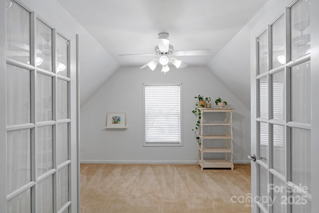 1807 Robbins Meadows Dr, Waxhaw, NC 28173 - additional living space with carpet floors, a ceiling fan, and vaulted ceiling