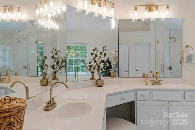1807 Robbins Meadows Dr, Waxhaw, NC 28173 - full bathroom featuring a marble finish shower and double vanity