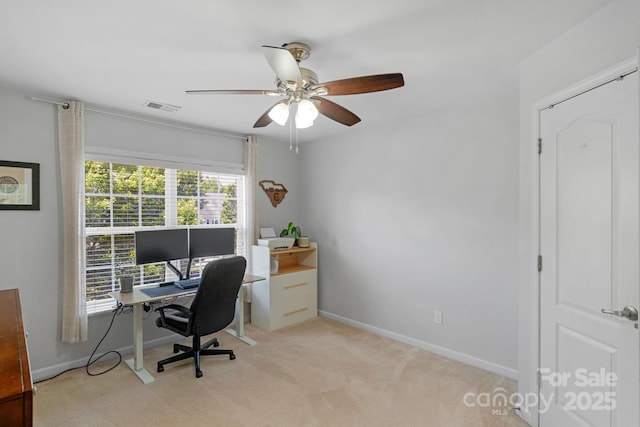 1807 Robbins Meadows Dr, Waxhaw, NC 28173 - office with ceiling fan and light carpet