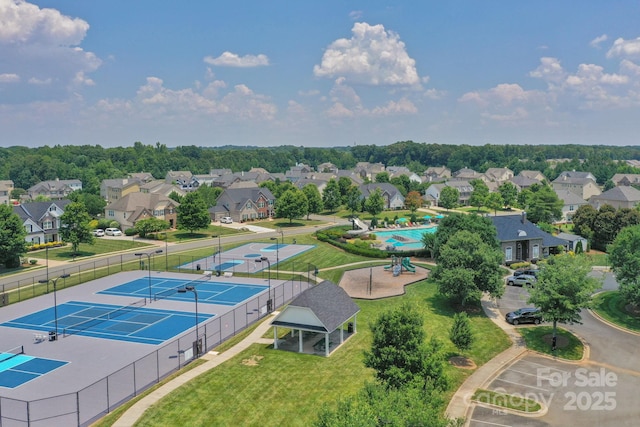 1807 Robbins Meadows Dr, Waxhaw, NC 28173 - aerial perspective of suburban area featuring a pool
