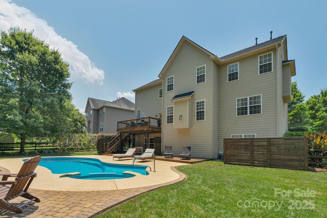 1807 Robbins Meadows Dr, Waxhaw, NC 28173 - back of property featuring stairs, a wooden deck, and a patio