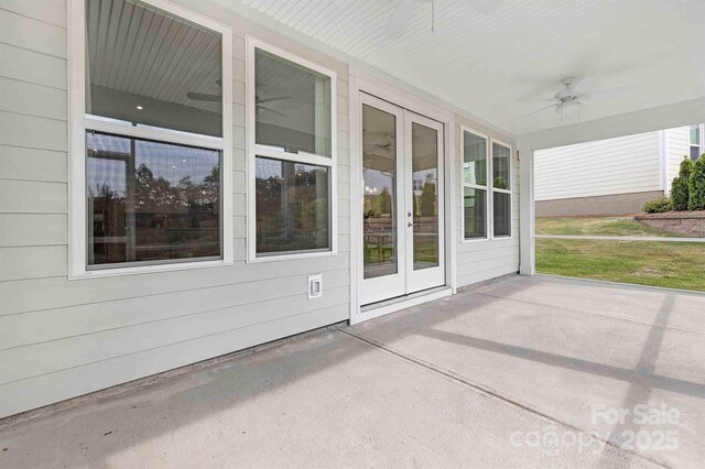 1074 Wylie Falls Ln, York, SC 29745 - view of patio with a ceiling fan and french doors