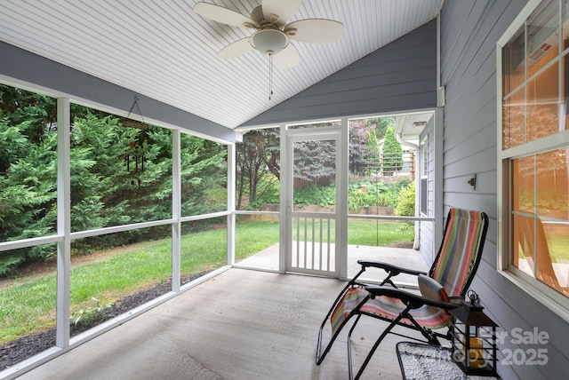 50 Grove End Rd, Fletcher, NC 28732 - sunroom with vaulted ceiling and a ceiling fan