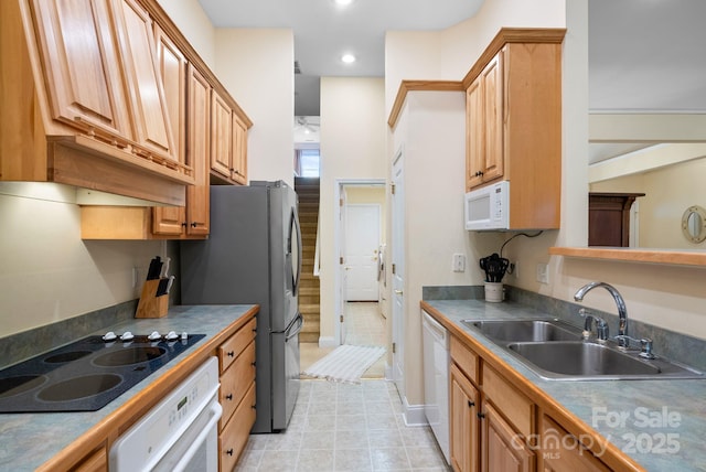 50 Grove End Rd, Fletcher, NC 28732 - kitchen featuring white appliances, premium range hood, recessed lighting, and light tile patterned floors