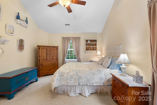 50 Grove End Rd, Fletcher, NC 28732 - bedroom featuring vaulted ceiling, carpet flooring, and ceiling fan