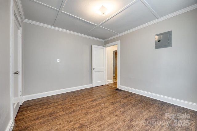 903 Rhode Island Ave, Kannapolis, NC 28083 - empty room with electric panel, dark wood-type flooring, arched walkways, and ornamental molding