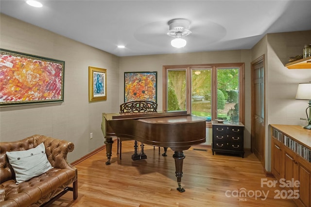 270 Foxwood Dr, Tryon, NC 28782 - sitting room featuring a ceiling fan, light wood-style flooring, and recessed lighting