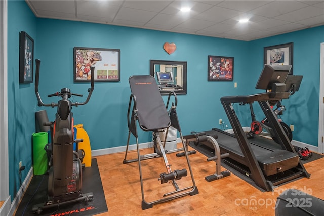 270 Foxwood Dr, Tryon, NC 28782 - exercise room featuring a paneled ceiling and baseboards