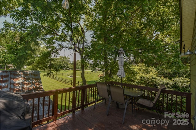 1239 Mac Ln, Stanley, NC 28164 - wooden deck featuring outdoor dining space and a fenced backyard