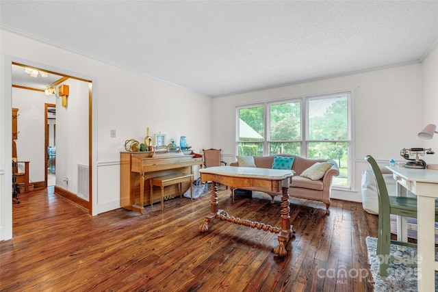 36433 Azalea Cir, New London, NC 28127 - office featuring hardwood / wood-style floors, ornamental molding, and a textured ceiling