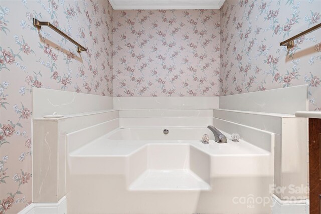 36433 Azalea Cir, New London, NC 28127 - bathroom featuring wallpapered walls and a bath