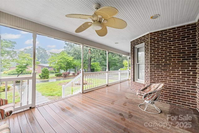 36433 Azalea Cir, New London, NC 28127 - unfurnished sunroom with a ceiling fan