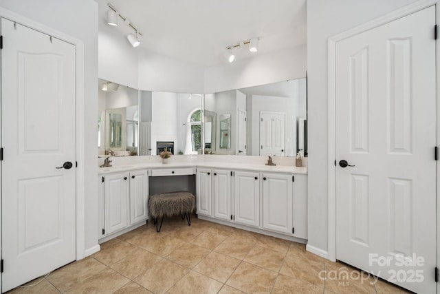 4716 Heatherton Pl, Charlotte, NC 28270 - bathroom featuring vanity, tile patterned flooring, and track lighting