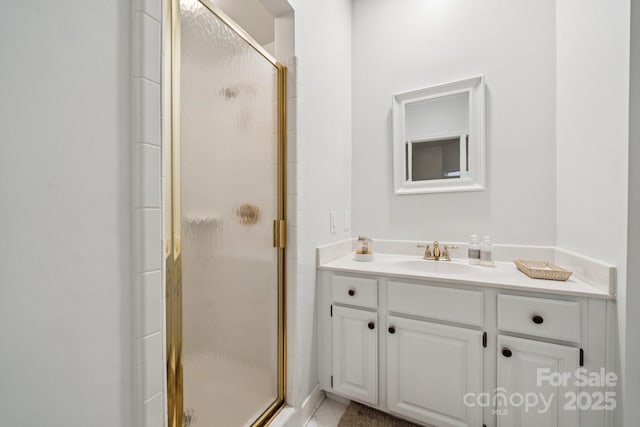 4716 Heatherton Pl, Charlotte, NC 28270 - full bathroom with a shower stall, vanity, and tile patterned flooring