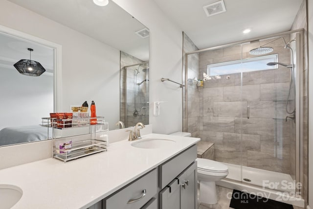 13323 Savaine St, Charlotte, NC 28278 - full bathroom with double vanity and a stall shower