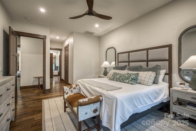 2101 October Dr Unit 150, Nebo, NC 28761 - bedroom with dark wood-style flooring, recessed lighting, and a ceiling fan