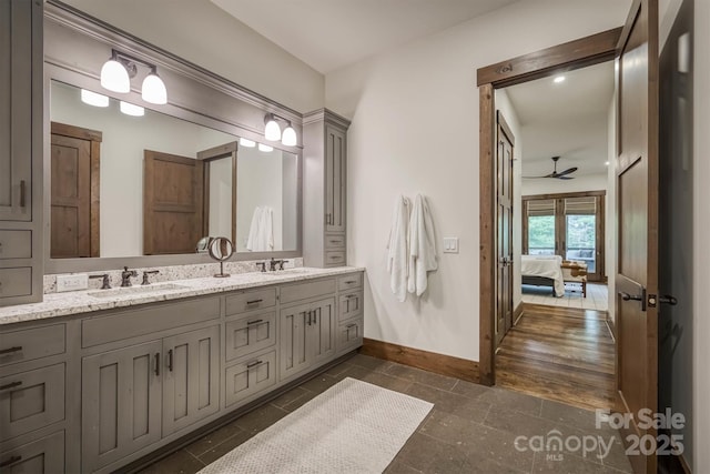 2101 October Dr Unit 150, Nebo, NC 28761 - ensuite bathroom featuring double vanity and a ceiling fan