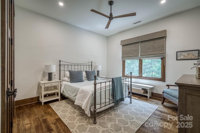 2101 October Dr Unit 150, Nebo, NC 28761 - bedroom with dark wood-style floors, recessed lighting, and a ceiling fan