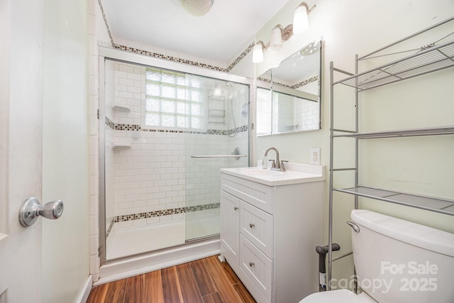 164 Dogtrot Rd, Mocksville, NC 27028 - full bath with vanity, a stall shower, and wood finished floors