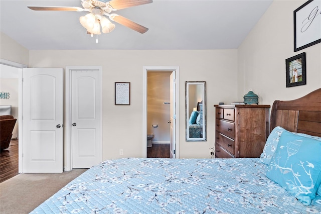 5967 Odenton Ln, Pfafftown, NC 27040 - bedroom featuring carpet, ensuite bath, and ceiling fan