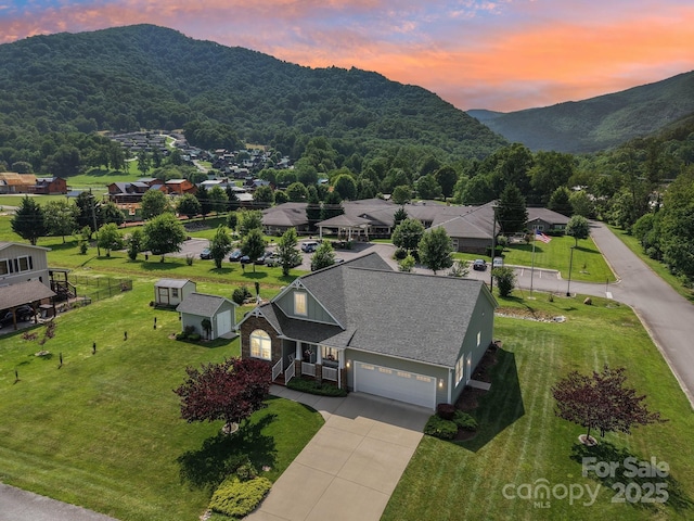 8 Amos Ct, Maggie Valley, NC 28751 - aerial view at dusk of a mountain view