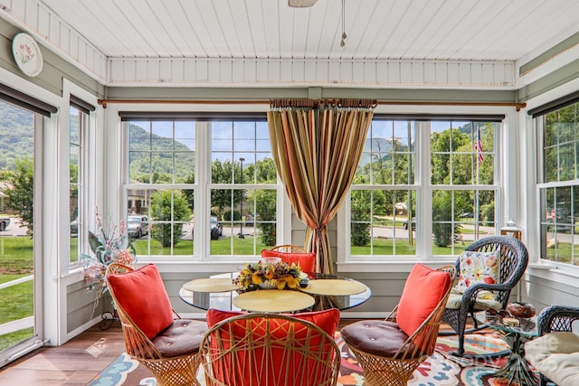 8 Amos Ct, Maggie Valley, NC 28751 - sunroom / solarium featuring wood finished floors and wooden ceiling