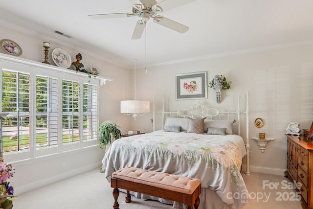 8 Amos Ct, Maggie Valley, NC 28751 - bedroom with light colored carpet, crown molding, and a ceiling fan
