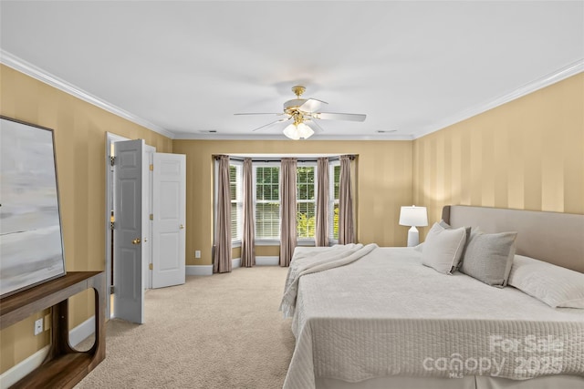 1019 Westlake Dr, Kannapolis, NC 28081 - bedroom featuring crown molding, light colored carpet, and a ceiling fan