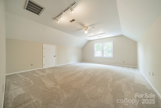 6412 Boykin Spaniel Rd, Charlotte, NC 28277 - bonus room with vaulted ceiling, light colored carpet, and ceiling fan