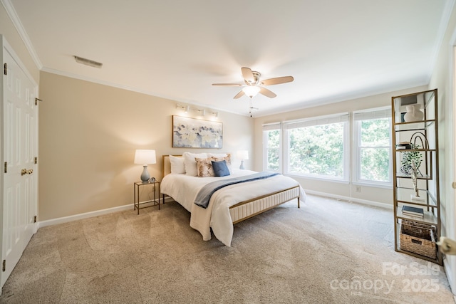 6412 Boykin Spaniel Rd, Charlotte, NC 28277 - carpeted bedroom with ornamental molding and a ceiling fan