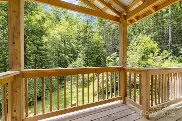 465 Youngs Gap Rd, Fletcher, NC 28732 - wooden terrace featuring a view of trees