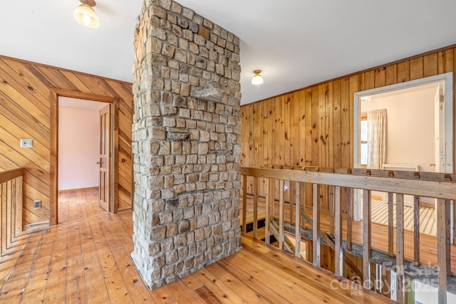 465 Youngs Gap Rd, Fletcher, NC 28732 - corridor featuring wooden walls and wood-type flooring