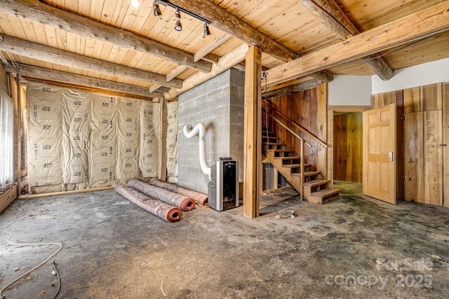 465 Youngs Gap Rd, Fletcher, NC 28732 - basement with wood ceiling and stairs
