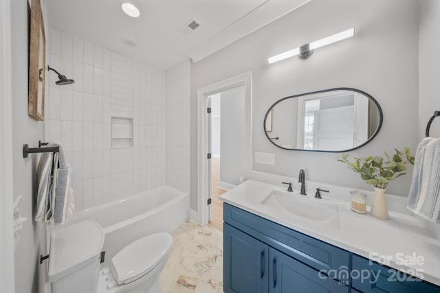 4349 Castleton Rd, Charlotte, NC 28211 - full bath with vanity, marble finish floors, and  shower combination