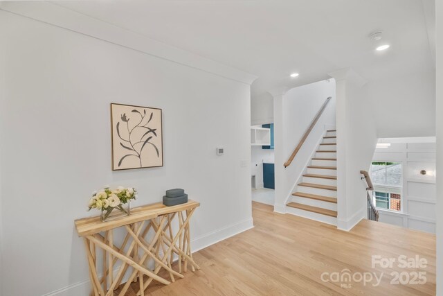 4349 Castleton Rd, Charlotte, NC 28211 - interior space with wood finished floors, recessed lighting, and stairway