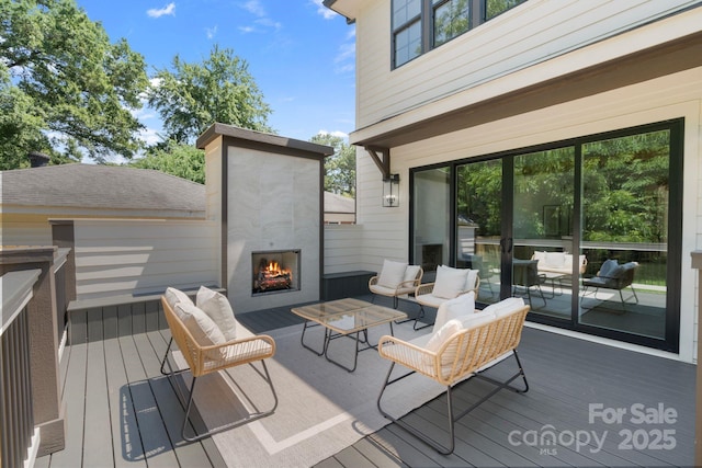 4349 Castleton Rd, Charlotte, NC 28211 - deck featuring an outdoor living space with a fireplace