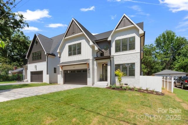 4349 Castleton Rd, Charlotte, NC 28211 - view of front of property with a garage, board and batten siding, and decorative driveway