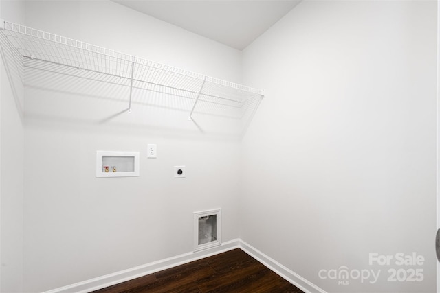 1209 Cathey Rd, Charlotte, NC 28214 - laundry area with hookup for an electric dryer, hookup for a washing machine, and dark wood-style floors