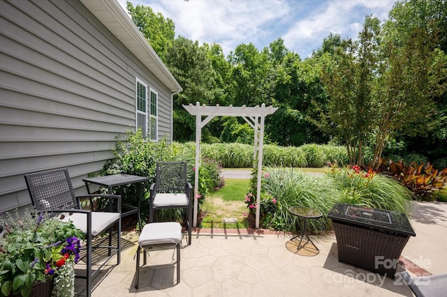 10818 Alvarado Way, Charlotte, NC 28277 - view of patio featuring a pergola, view of scattered trees, and grilling area