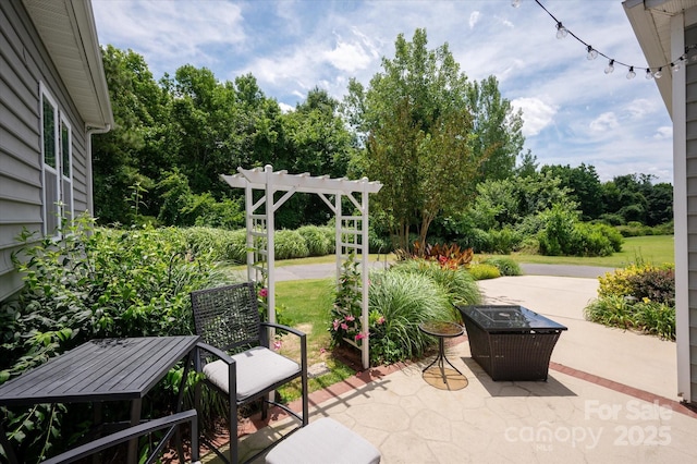 10818 Alvarado Way, Charlotte, NC 28277 - view of patio / terrace featuring view of scattered trees and a pergola