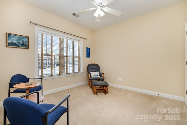 2773 Clover Rd NW, Concord, NC 28027 - living area featuring carpet flooring and a ceiling fan