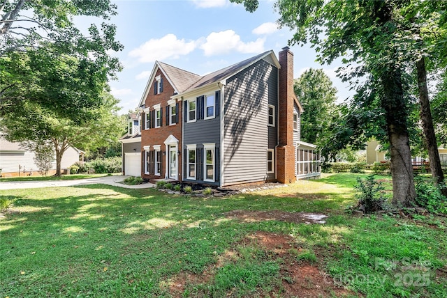 1581 Bluff Ct, Rock Hill, SC 29732 - colonial home with a front yard, a chimney, and driveway