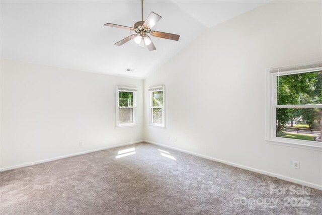 1581 Bluff Ct, Rock Hill, SC 29732 - carpeted spare room featuring healthy amount of natural light, ceiling fan, and high vaulted ceiling