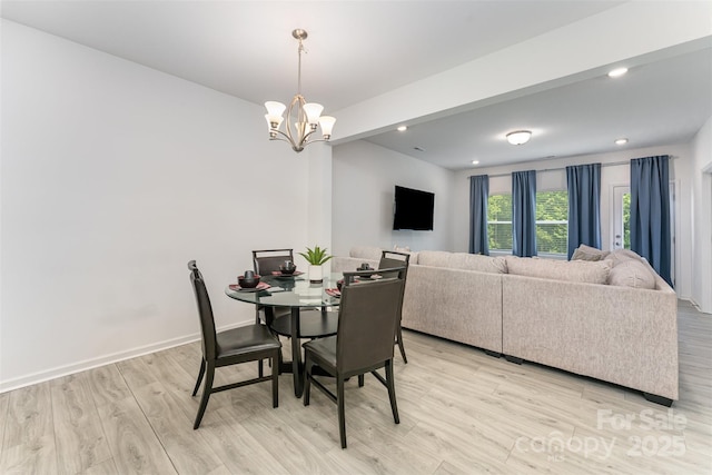 5010 Arbordale Way, Mount Holly, NC 28120 - dining space featuring light wood-style flooring, a chandelier, and recessed lighting