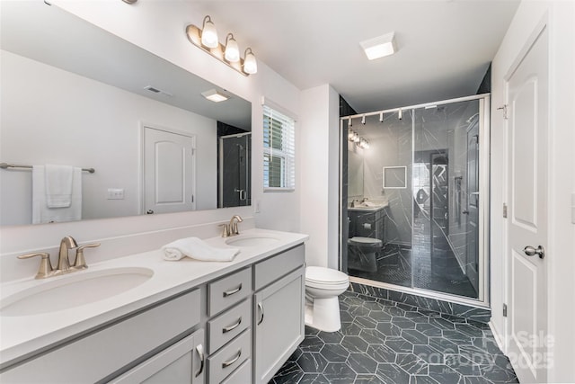 5010 Arbordale Way, Mount Holly, NC 28120 - full bath with double vanity, a stall shower, and tile patterned floors