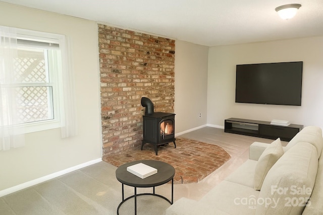 123 Avondale Ridge Rd, Asheville, NC 28803 - living room with a wood stove and baseboards