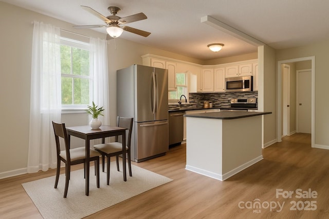 123 Avondale Ridge Rd, Asheville, NC 28803 - kitchen with stainless steel appliances, dark countertops, white cabinets, and backsplash